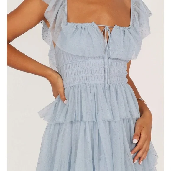 Petal and Pup Belle Swiss Dot Tulle Tiered Maxi Dress - Picture 3 of 8